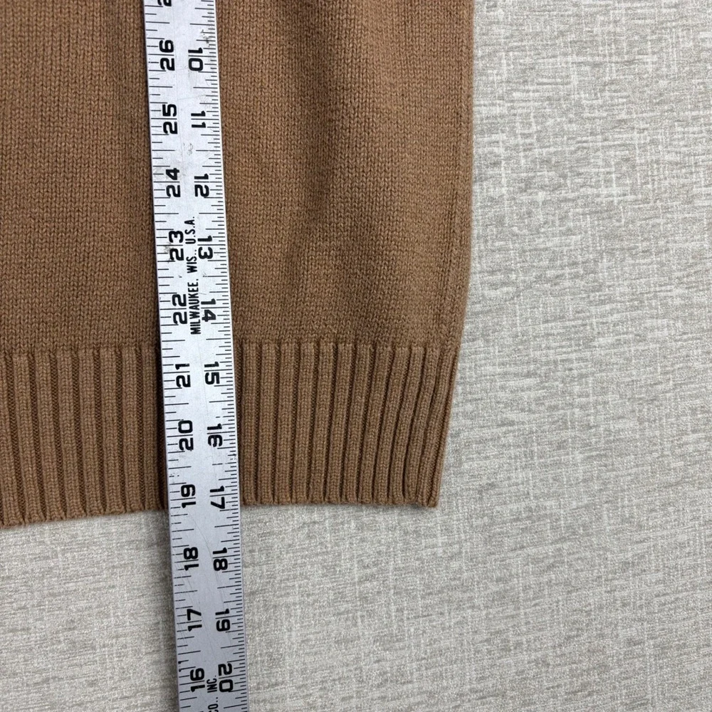 Polo Ralph Lauren Men Tan Brown Button Mock Neck Pony Logo Knit Sweater Large